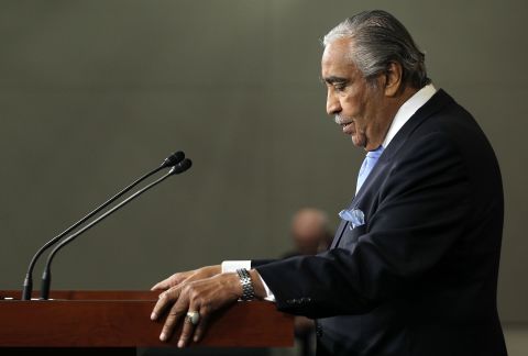 Rangel speaks to the media after he was censured by his colleagues in the House on December 2, 2010.
