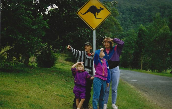 Martha and the kids keep a lookout for kangaroos on Australia's Gold Coast.  How does she wrangle kids and a complicated travel itinerary? "Excedrin and deep breathing work," she jokes. "Wine helps."