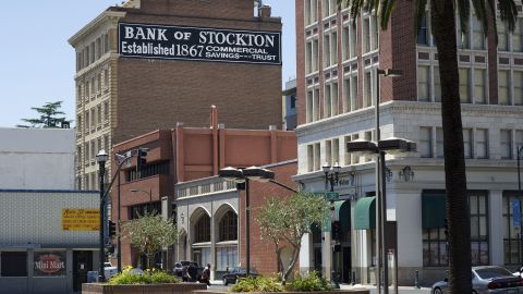 The old Bank of Stockton building stands in Stockton, California.