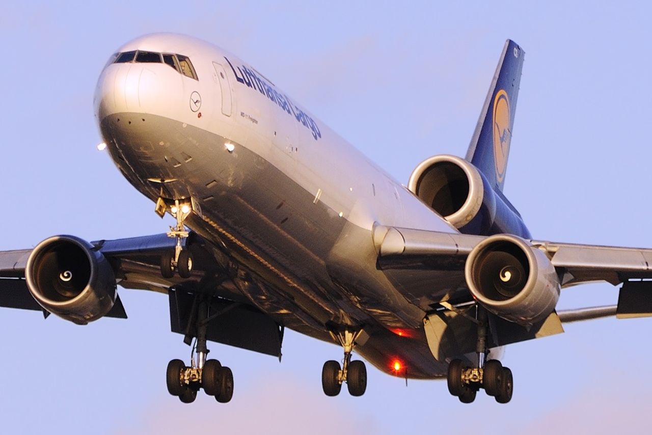 At Chicago's busy O'Hare, Koske caught this amazing image of a Lufthansa Cargo McDonnell Douglas MD-11 as it arrived at sunset from Frankfurt, Germany, on Runway 28.
