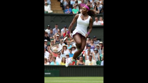 Serena Williams of the United States reacts during a match June 28 against Melinda Czink of Hungary.