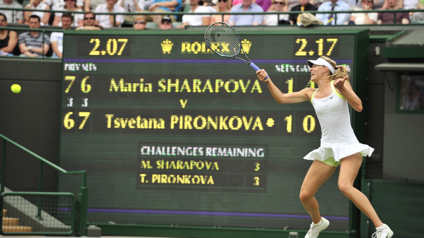 Russia's Maria Sharapova plays a forehand shot during her second round women's singles victory over Bulgaria's Tsvetana Pironkova 