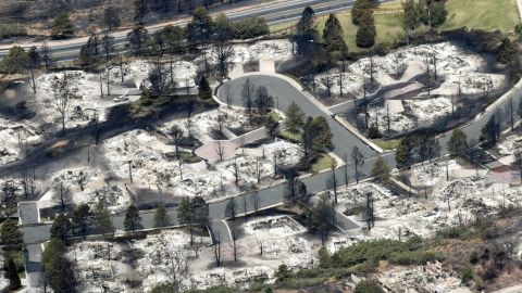 An aerial view of a destroyed neighborhood in the aftermath of the Waldo Canyon fire in Colorado Springs.