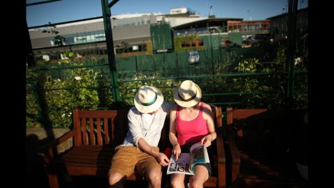 A general view of tennis spectators on day four of Wimbledon June 28.