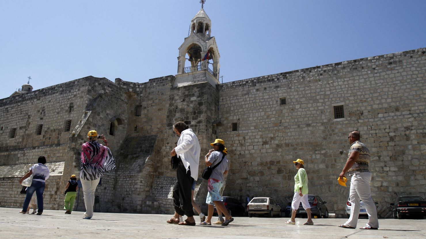 Christian pilgrims visit the Church of Nativity in the Palestinian city of Bethlehem on June 28, 2012. 