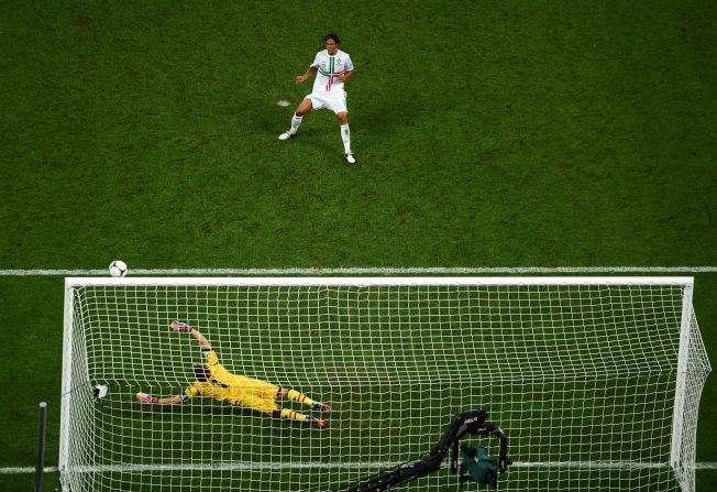 Having got the order of the takers wrong, Bruno Alves compounded his own misery by smashing his penalty against the bar as Portugal lost in the semis to Spain.