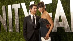 Katie Holmes and Tom Cruise (L) arrive at the Vanity Fair Oscar Party for the 84th Annual Academy Awards at the Sunset Tower on February 26, 2012 in West Hollywood, California. 