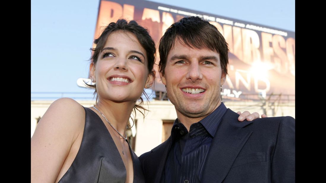 Holmes and Cruise are all smiles at the premiere of "Batman Begins" in 2005.