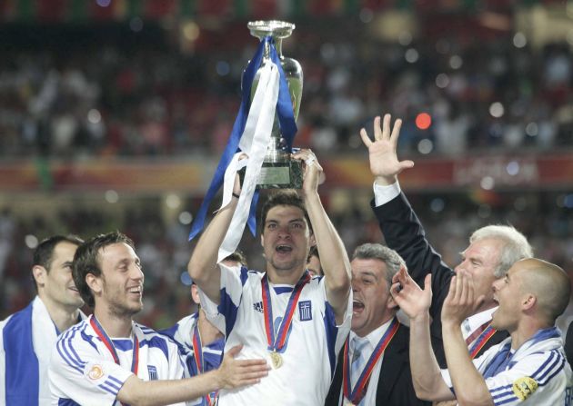 Ahead of Euro 2004 in Portugal, few thought Greece would get out of their group, let alone have any chance of lifting the Henri Delaunay trophy. After a shock win over the hosts in the opening match, victories over France in the quarterfinals and the much-fancied Czech Republic in the last four set up a rematch with Portugal in the final. Angelos Charisteas' first-half header gave Greece a stunning 1-0 win and their first major tournament win.