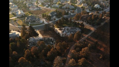 The line of fire damage is clearly visible in this Colorado Springs neighborhood.
