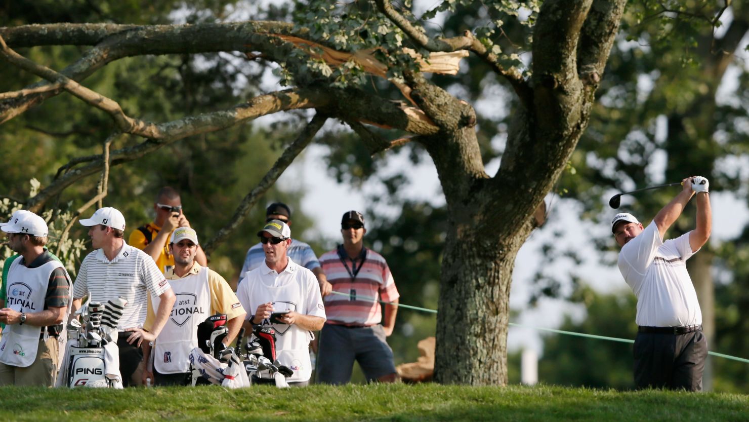 Zimbabwe's Brendon De Jonge (right) during the third round of the AT&T National which was disrupted by storms on Friday night  