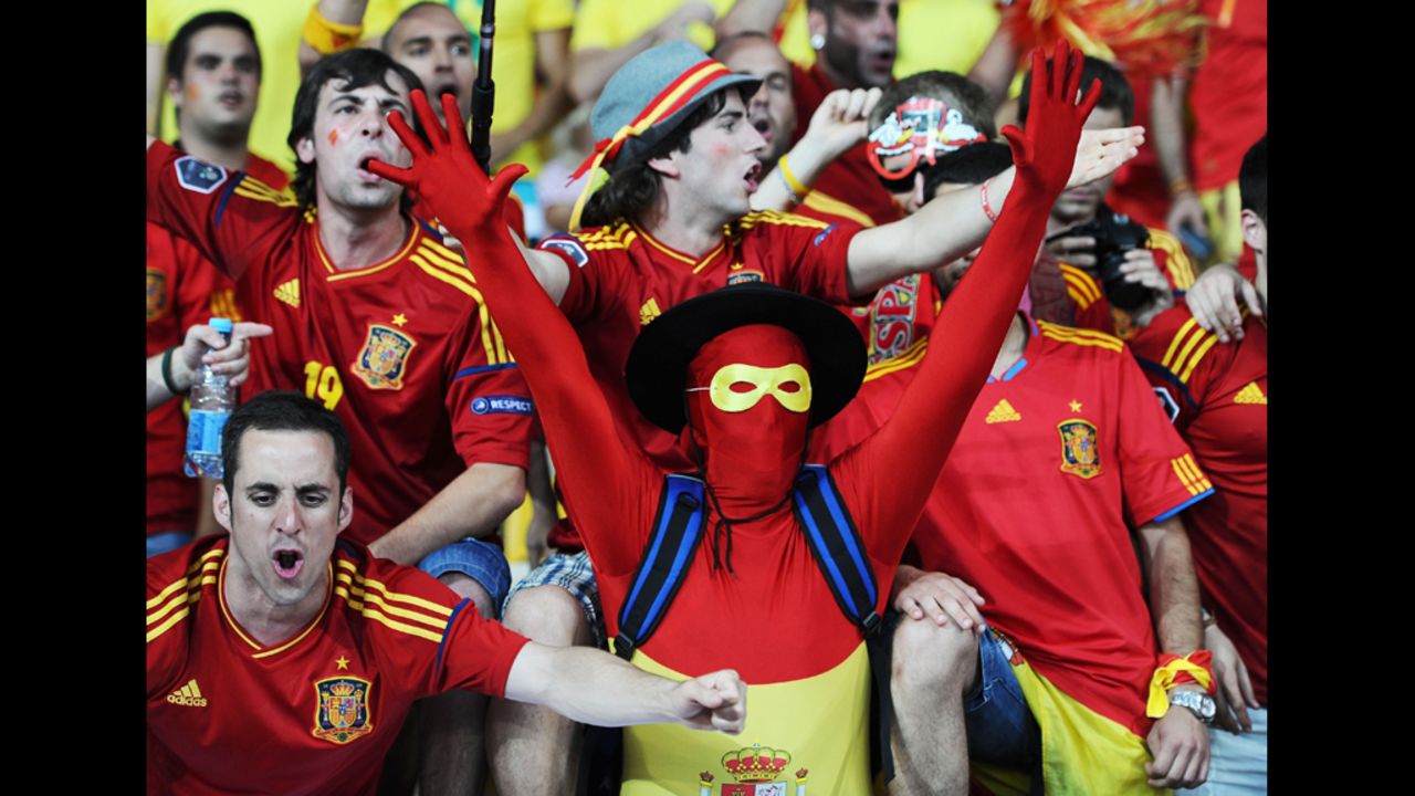 Spain fans gear up for the match against Italy on Sunday.