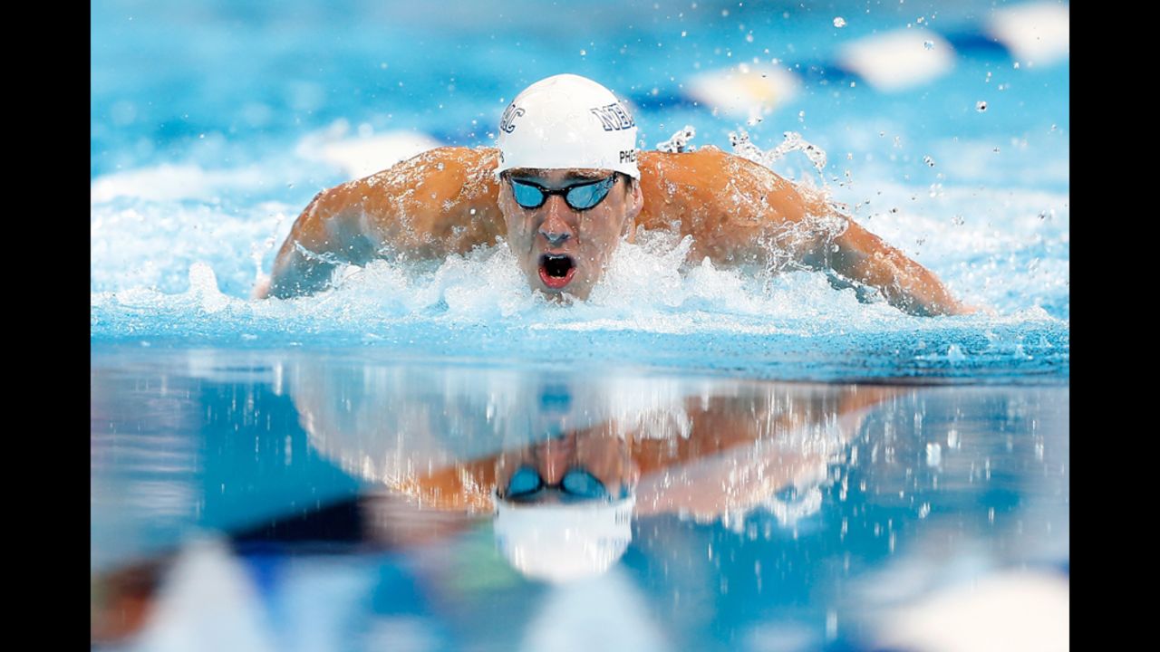 Michael Phelps competes in the championship final of the Men's 200-meter Individual Medley during Day Six of the 2012 U.S. Olympic Swimming Team Trials.