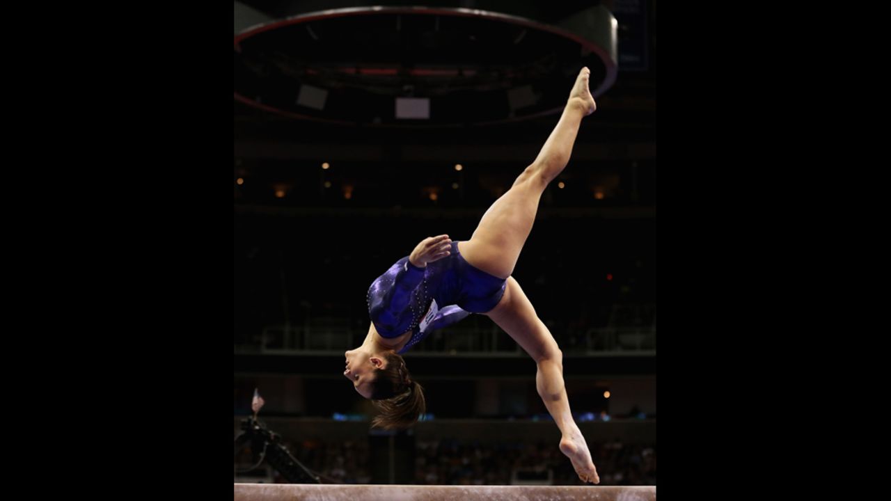 Jordyn Wieber competes on the beam during Day Four of the 2012 U.S. Olympic Gymnastics Team Trials.