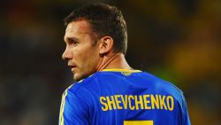 Andriy Shevchenko looks on during the UEFA EURO 2012 match between England and Ukraine on June 19, 2012 in Donetsk.