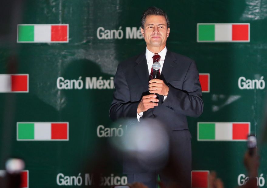 Peña Nieto, whose political party was ousted by the conservative National Action Party in 2000, addresses supporters Sunday.