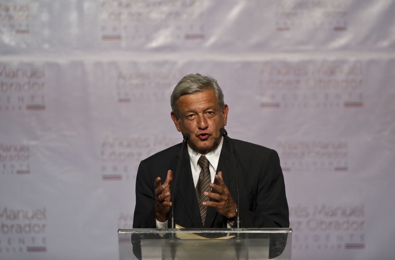 Andres Manuel Lopez Obrador, Peña Nieto's challenger from the Democratic Revolution Party, says he is unwilling to concede in Mexico City on Sunday.