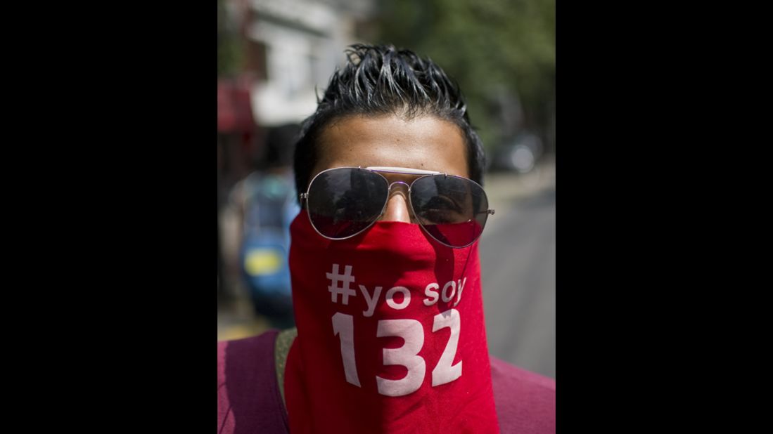 A youth activist rallies in Mexico City on Monday. About a third of Mexico's 79.4 million registered voters are between the ages of 18 and 29.