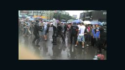 Widely circulated images on Chinese social media, such as this one posted to Sina Weibo, sites showed police dispersing unarmed protesters.