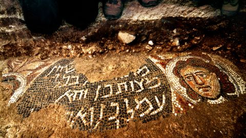 Mosaics found in an ancient synagogue include images of women, as well as the biblical figure Samson. 