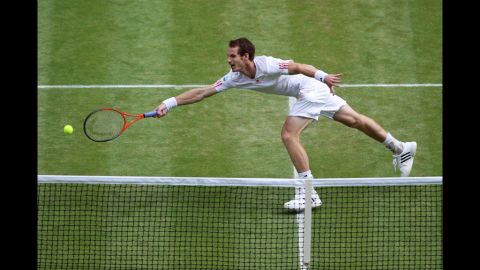 Murray hits during his quarter final match against Ferrer. 