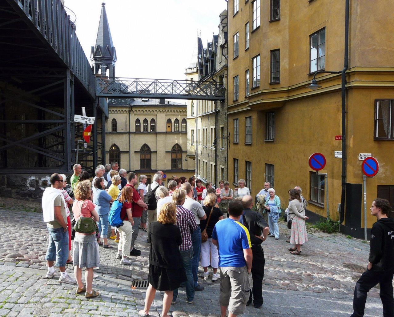 Fans of the Millenium trilogy by Swedish author Stieg Larsson gather at Bellmansgatan 1, the supposed address of Mikael Blomkvist, the hero of the saga, in a guided tour of Stockholm.