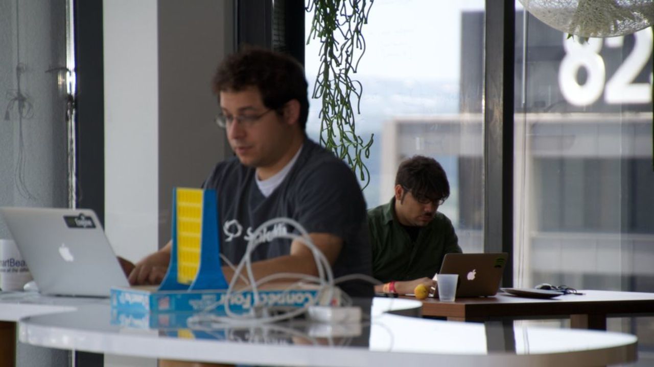 Tech entrepreneurs occupy the Capital Factory workspace in downtown Austin, Texas.