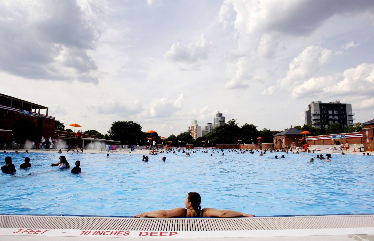 Residents find relief from the heat at the McCarren Park pool in Brooklyn, New York, on Tuesday, July 3.
