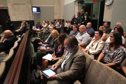 <strong>May 2011: </strong>With prosecutors deciding to pursue the death penalty, jury selection began in the Casey Anthony trial on May 9, 2011. Spectators in the courthouse are pictured here as they wait for the trial's first day to begin on May 24, 2011.
