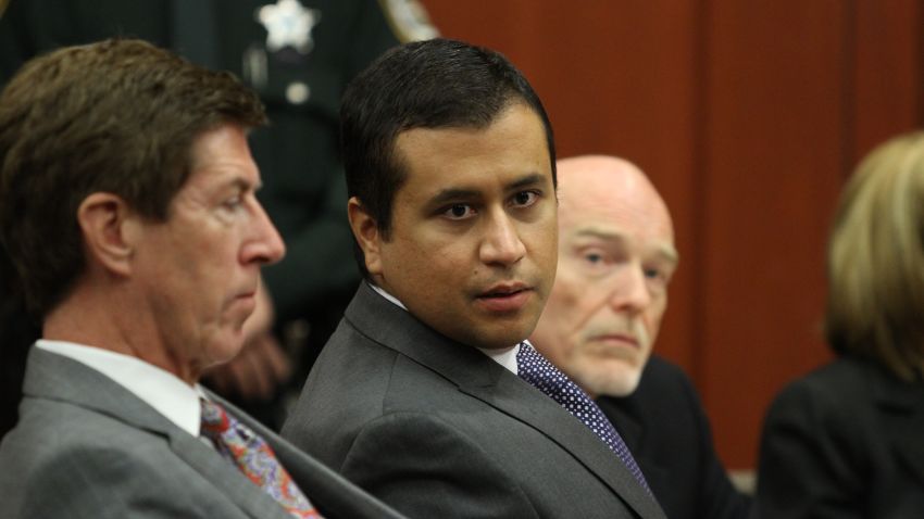 SANFORD, FL- JUNE 29: George Zimmerman (C) sits during his bond hearing with his attorney Mark O'Mara (L) in a Seminole County courtroom on June 29, 2012 in Sanford, Florida. Zimmerman is charged with second degree murder in the shooting death of Trayvon Martin. (Photo by Joe Burbank/Orlando Sentinel-Pool/Getty Images) 