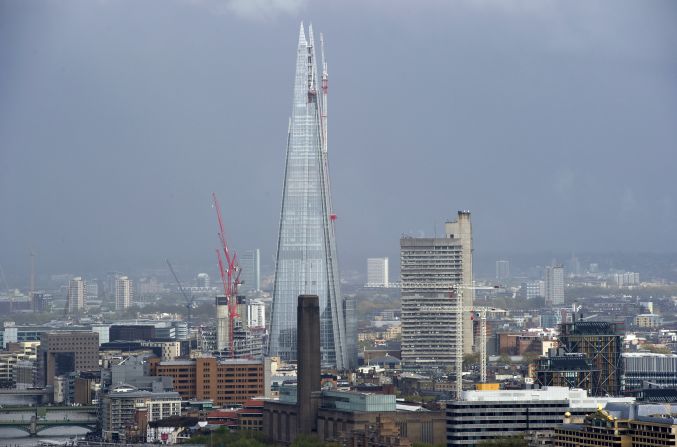 The Shard under construction in central London on April 25, 2012. The building, which will be inaugurated on July 5 in London with a huge light show, is the highest in the European Union, standing at 310 meters (1,017 feet). 