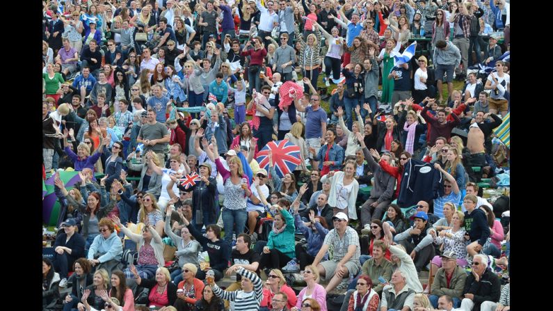 View of the crowds on "Murray Mount" watching the men's singles semifinal.