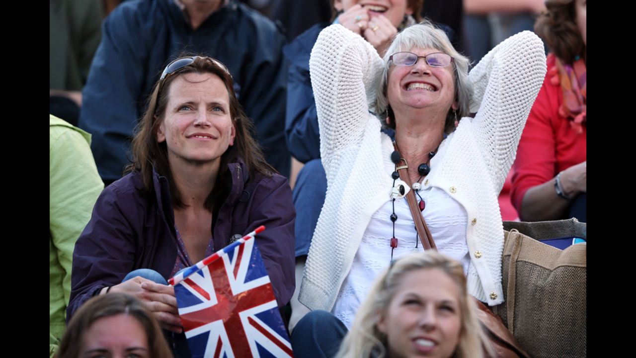 A fan on "Murray Mount" cannot bear to watch during Andy Murray's semifinal match against Jo-Wilfried Tsonga of France on Friday, June 6 at Wimbledon.