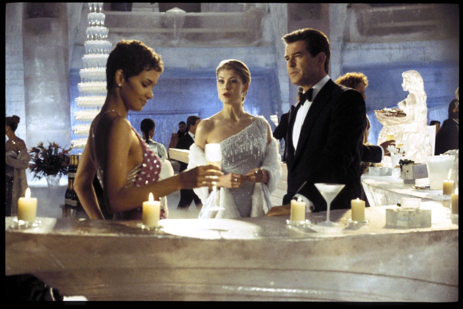 Jinx, played by Halle Berry, Miranda Frost (Rosamund Pike), and Bond (played by Pierce Brosnan) meet in the Ice Palace in the 2002 movie "Die Another Day." 
