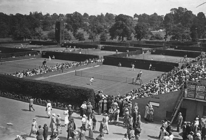 Crowds watch the tournament on the first day of the matches on June 22, 1936. <a >See the best photos from this year's Wimbledon competition.</a>