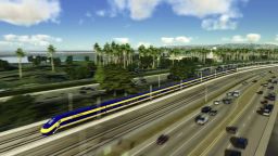 This computer-generated image shows plans for the California's upcoming high speed rail system.