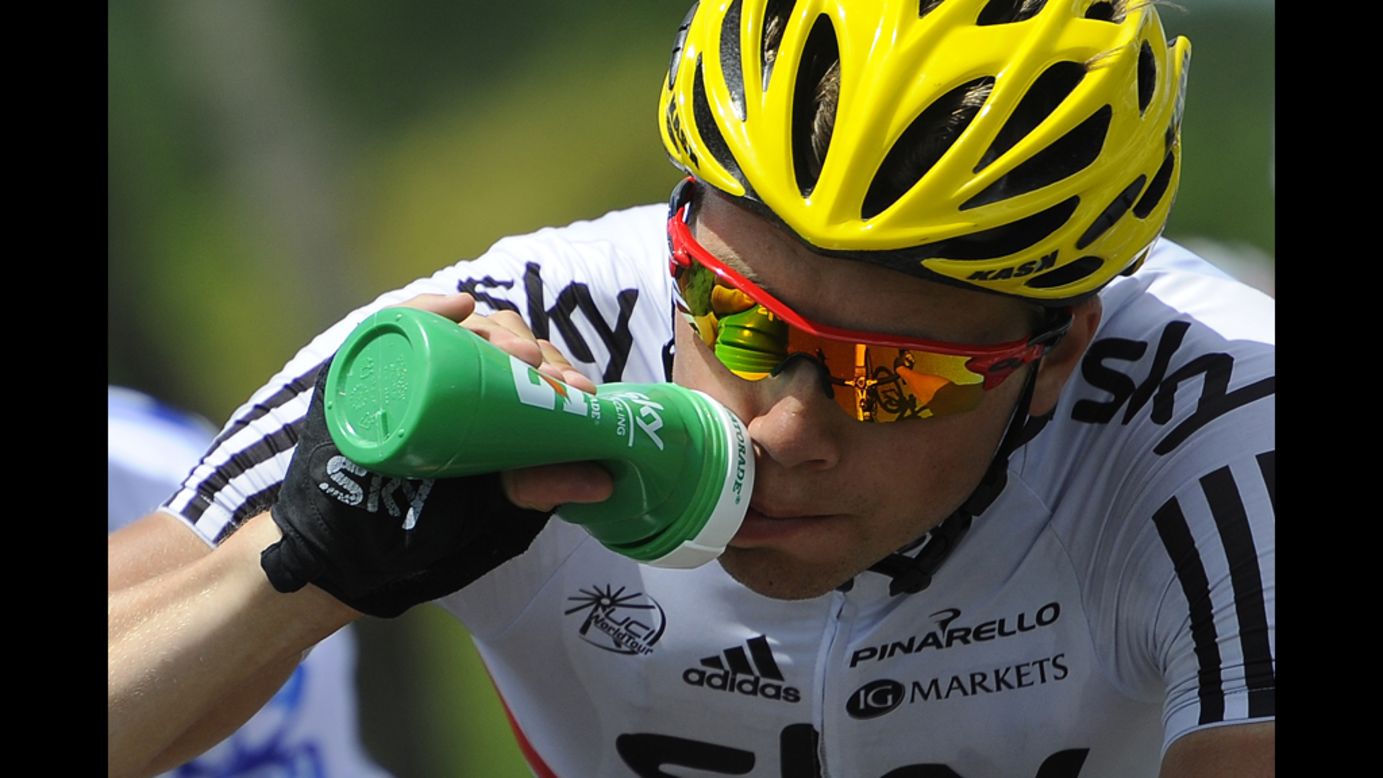 Norway's Edvald Boasson Hagen takes a drink during the ride Saturday.
