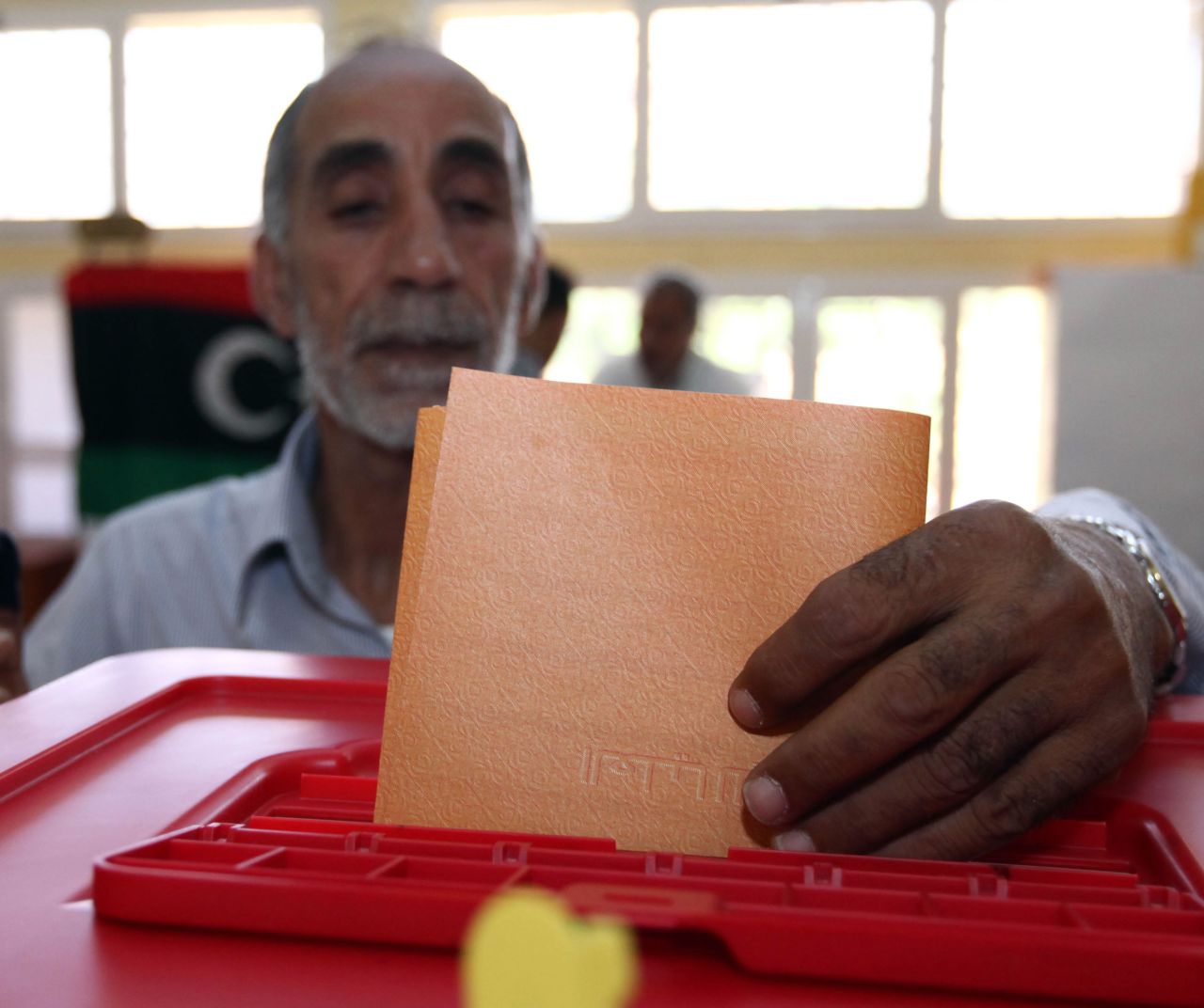A man casts his ballot at an Abu Slim polling station near Tripoli.