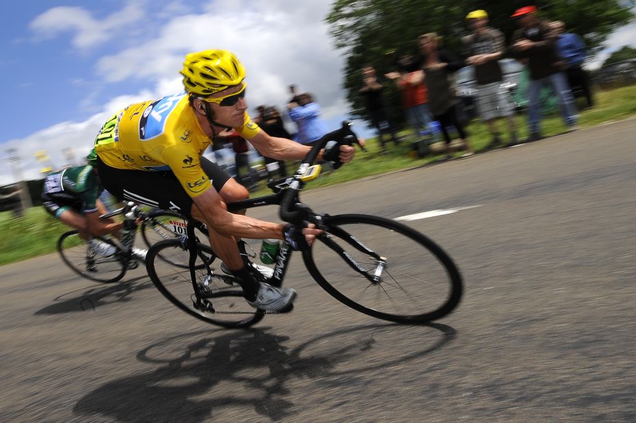 Bradley Wiggins of Great Britain went into Sunday's stage wearing the yellow jersey as the race's overall leader.