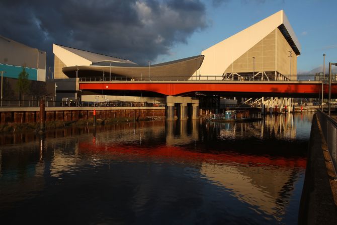 The aquatic center, designed by British architect Zaha Hadid, is another venue with temporary seating. After the Games it's "wings" will be removed shrinking the capacity from 15,000 to 2,500 as it turns into a facility for the local community.    