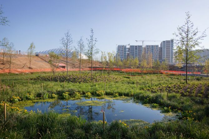 More than 4,000 trees, 74,000 plants and 300,000 wetland plants have been used on the 500-acre site. 