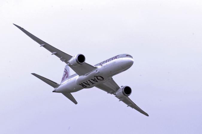 Boeing returns to the Farnborough Airshow after a 28-year aerial absence as it presents the 787 Dreamliner in Qatar colors.