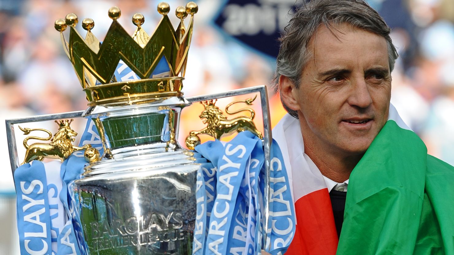 Roberto Mancini led Manchester City to their first English league title for 44 years last season