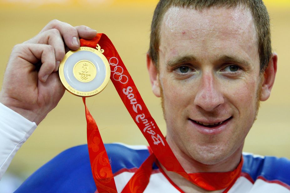 Wiggins picked up two gold medals at the 2008 Beijing Olympics. This medal was for his involvement in Britain's 4km pursuit team, which broke the world record twice during the Games, while he also won gold in the solo pursuit.