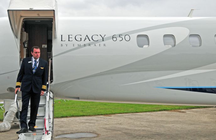 Embraer showcase their private jets including the 2012 edition of the Legacy 650 which is making its debut at Farnborough. The Legacy 650 is a large three-cabin jet with a transatlantic range of 3,950 miles and primarily aimed at the executive aviation market. 
