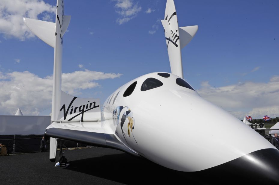 Virgin Galactic's SpaceShipTwo is featured in a static display at Farnborough this week. The aircraft is making its European debut with a few modifications. 