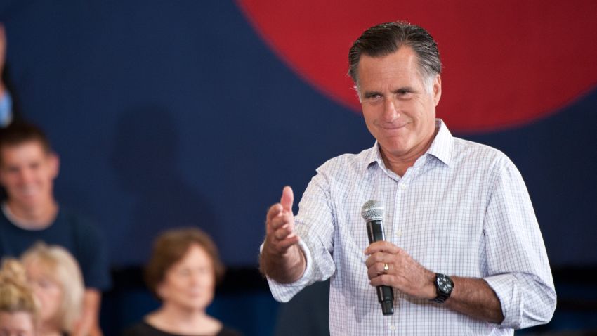 Mitt Romney speaks at a town hall meeting at in Grand Junction, Colorado, on July 10, 2012.