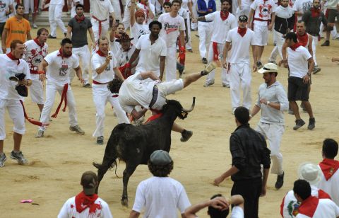 One of the bulls tosses a runner on Wednesday, July 11. 