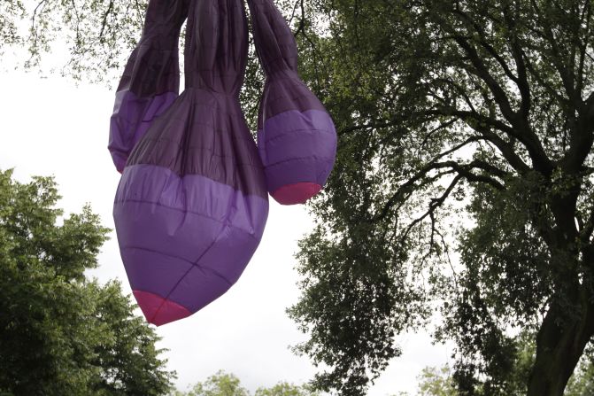 Michael Shaw installed large inflatable balloons on trees in the Chelsea Physic Garden. "There is no 'Greenpeace message' in the piece," he says. "But it relates to environment, it is responsive to it. Where the sculpture is depends on the wind."