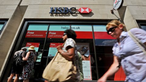 An HSBC bank branch is pictured in central London on August 1, 2011.